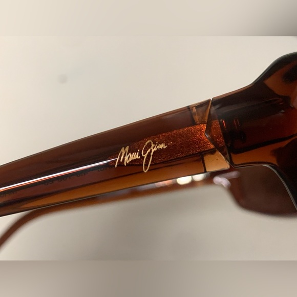 1990s Vintage Unisex Adult MAUI JIM Polished Sepia Brown Sunglasses w/ Zip Case - Picture 13 of 16